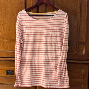 EUC Boden Breton Pink and White Striped Top w/yellow trim size 14 Large British